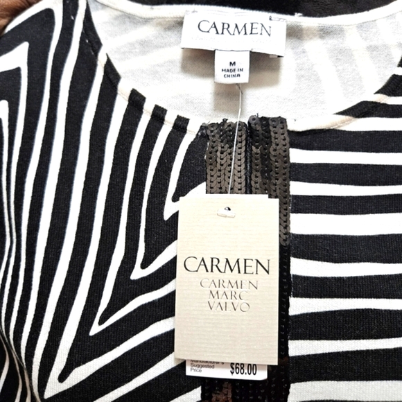 Carmen Marc Valvo Zebra Striped Top NWT - Picture 9 of 10